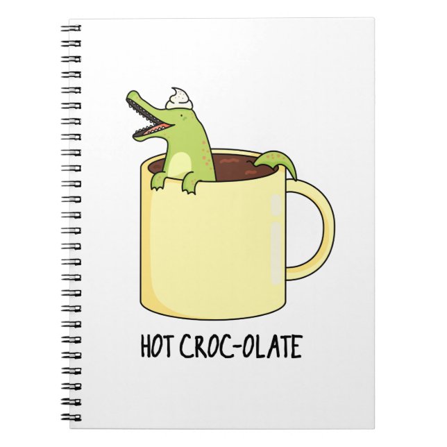 Caderno Espiral Croc-colate Quente Piada de Jacaré Engraçado  (Frente)