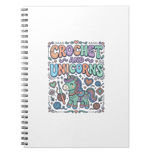 Caderno Espiral Crochet Unicórnio e Adesivo Kawaii de Unicórnios e