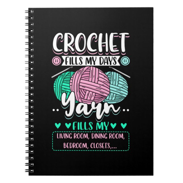 Caderno Espiral Crocheting - Crochet Preenche Meus Dias (Frente)