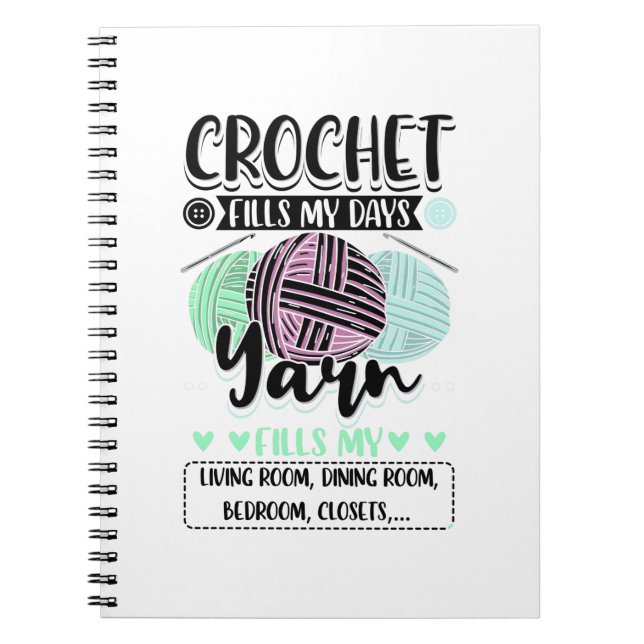 Caderno Espiral Crocheting - Crochet Preenche Meus Dias (Frente)