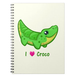 Caderno Espiral Crocodilo bonito ama crianças de desenho animado 