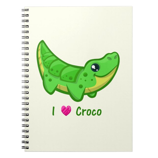 Caderno Espiral Crocodilo bonito ama crianças de desenho animado k (Frente)