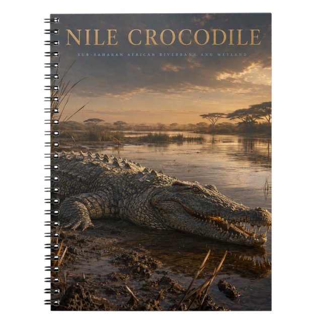 Caderno Espiral Crocodilo do Nilo Rio Africano ANIMAIS (Frente)