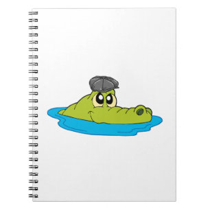 Caderno Espiral Crocodilo Fofo com Boné de Repórter - Desenho Anim