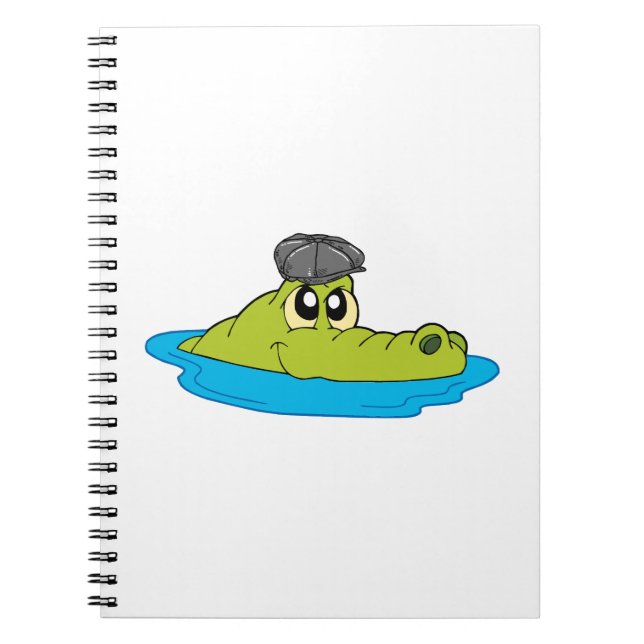 Caderno Espiral Crocodilo Fofo com Boné de Repórter - Desenho Anim (Frente)