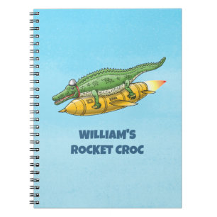 Caderno Espiral Crocodilo Foguete