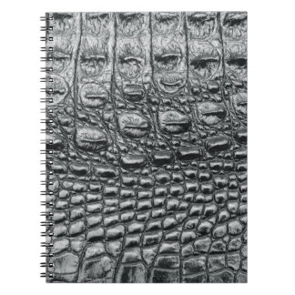 Caderno Espiral Crocodilo Noir: Preto Couro Mito