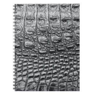 Caderno Espiral Crocodilo Noir: Preto Couro Mito
