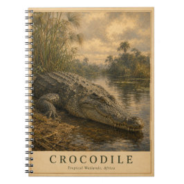Caderno Espiral Crocodilo Pântanos Africanos VINTAGE