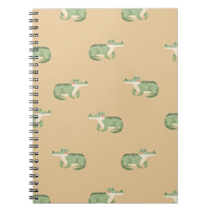 Caderno Espiral Crocodilos em Aquarela em Laranja Claro