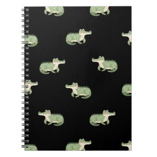 Caderno Espiral Crocodilos em Aquarela em Preto