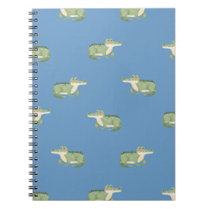 Caderno Espiral Crocodilos em Aquarela no Azul