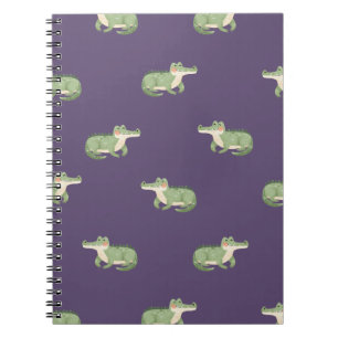 Caderno Espiral Crocodilos em Aquarela no Roxo