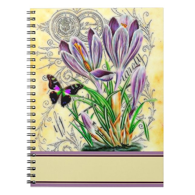 Caderno Espiral Crocus e borboleta (Frente)