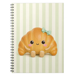 Caderno Espiral Croissant Fofo Kawaii