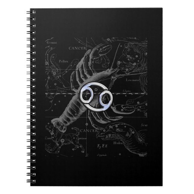 Caderno Espiral Cromo como Cancer Constelação Zodiaca Hevelius (Frente)
