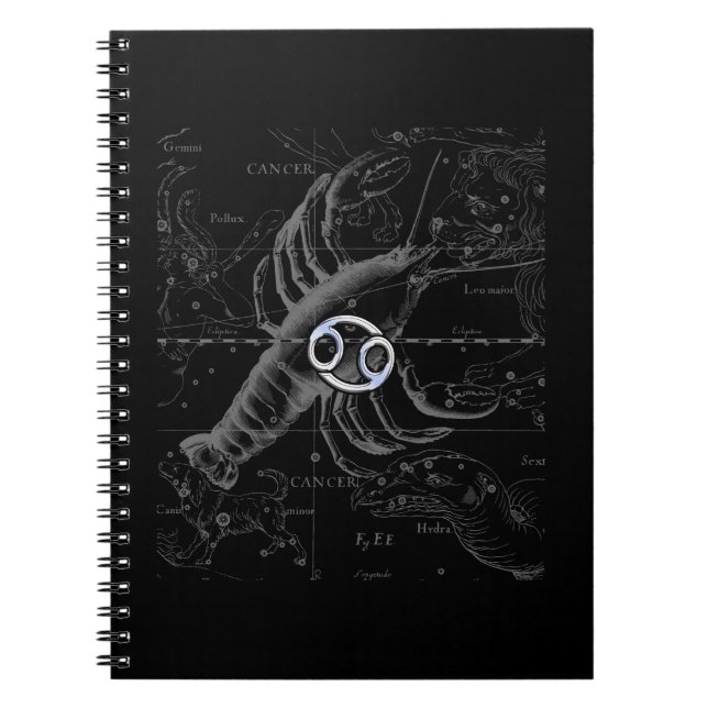 Caderno Espiral Cromo como Cancer - Sinal Zodiac em Hevelius (Frente)