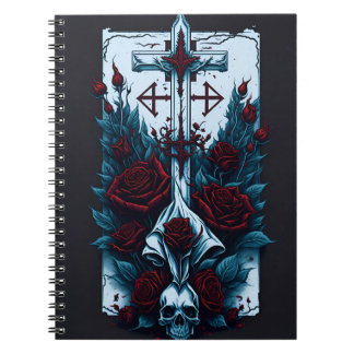 Caderno Espiral cross tattoo flower 10