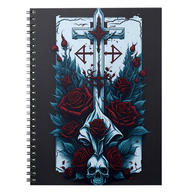 Caderno Espiral cross tattoo flower 10 (Frente)