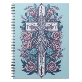 Caderno Espiral cross tattoo flower 20