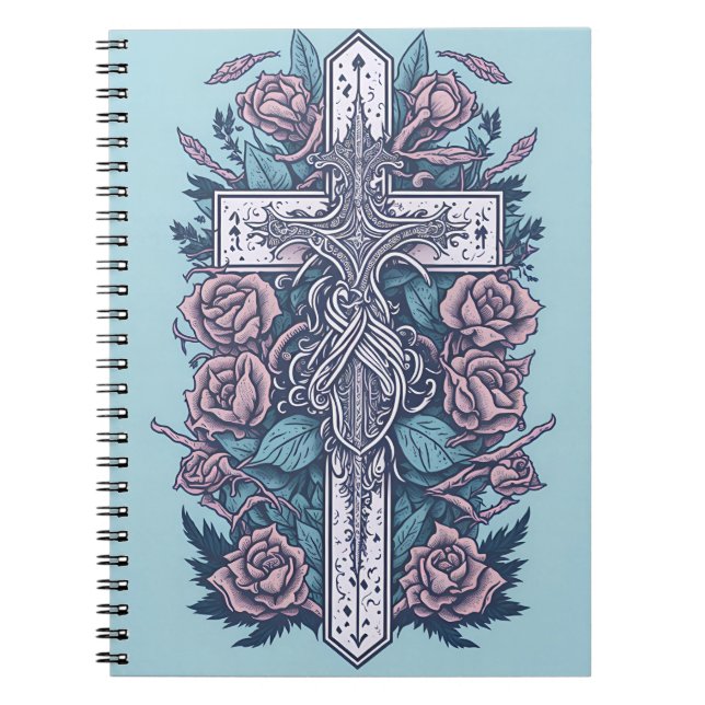 Caderno Espiral cross tattoo flower 20 (Frente)