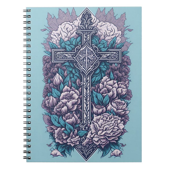 Caderno Espiral cross tattoo flower 21 (Frente)