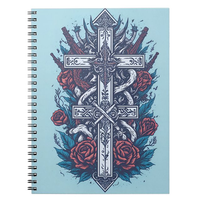 Caderno Espiral cross tattoo flower 22 (Frente)