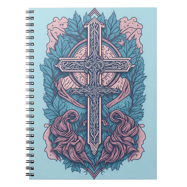 Caderno Espiral cross tattoo flower 23 (Frente)