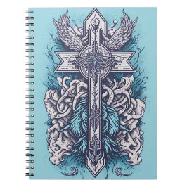 Caderno Espiral cross tattoo flower 24