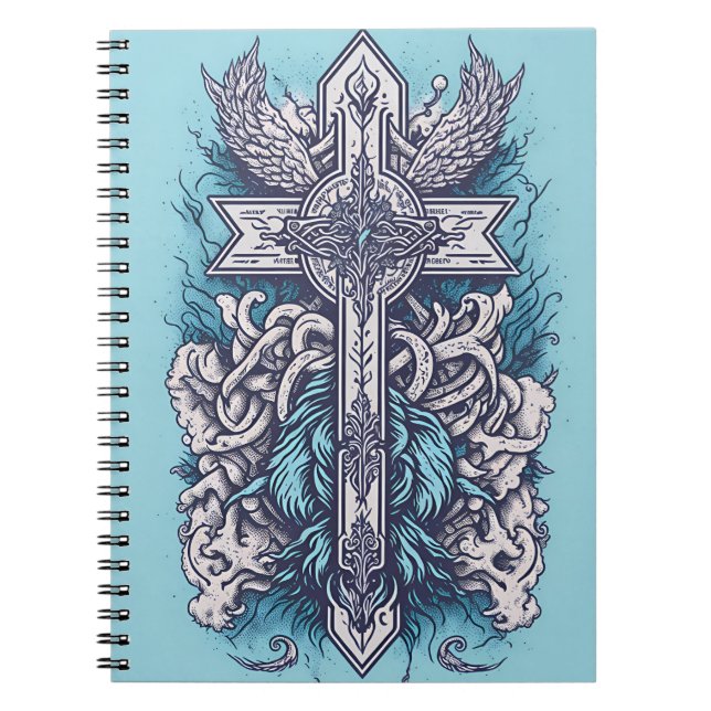 Caderno Espiral cross tattoo flower 24 (Frente)