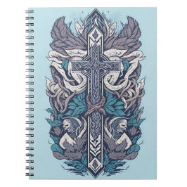 Caderno Espiral cross tattoo flower 25