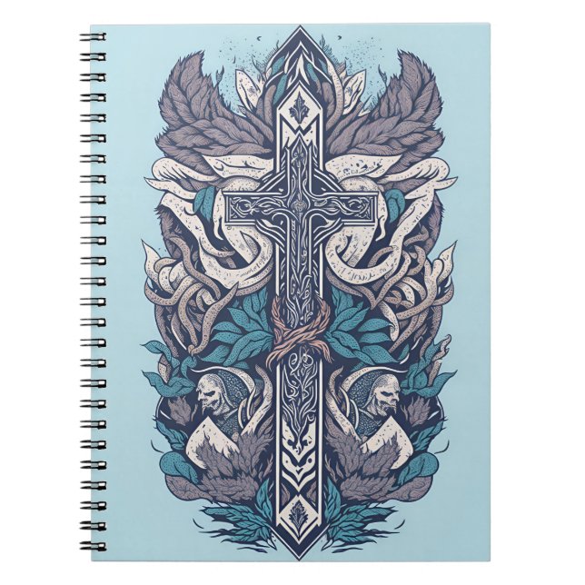 Caderno Espiral cross tattoo flower 25 (Frente)