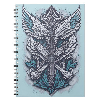 Caderno Espiral cross tattoo flower 26