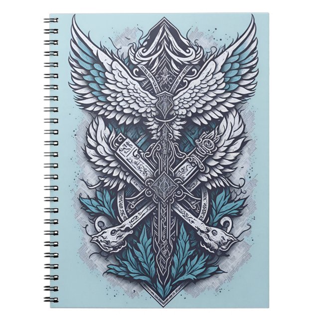 Caderno Espiral cross tattoo flower 26 (Frente)