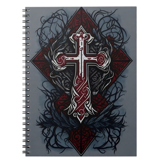 Caderno Espiral cross tattoo flower 28 (Frente)