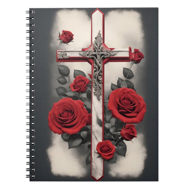 Caderno Espiral cross tattoo flower 4 (Frente)