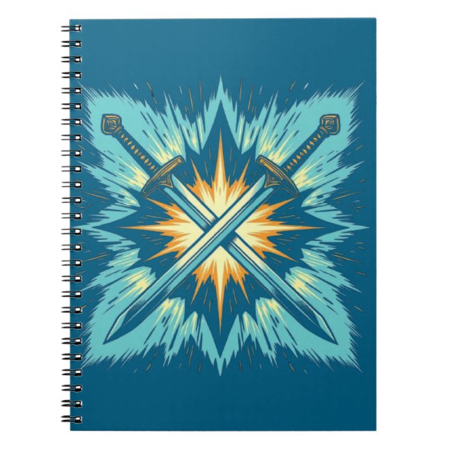 Caderno Espiral Crossed Fantasy Arrows with Glowing Energy – Dynam (Frente)