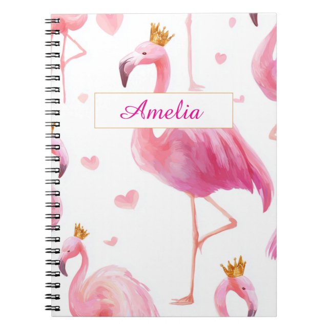 Caderno Espiral Crowned Flamingo – Luxe Island Vibes (Frente)