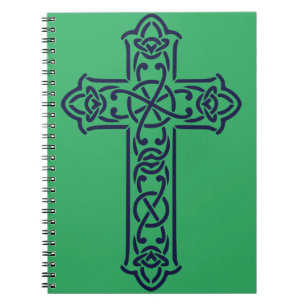 Caderno Espiral Cruz Alta Céltica Azul