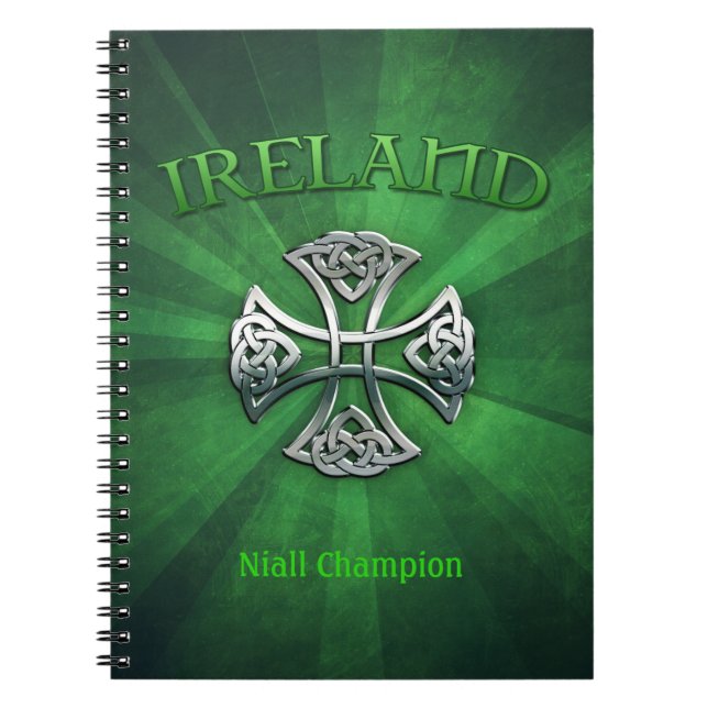 Caderno Espiral Cruz Celta Personalizada da Irlanda (Frente)