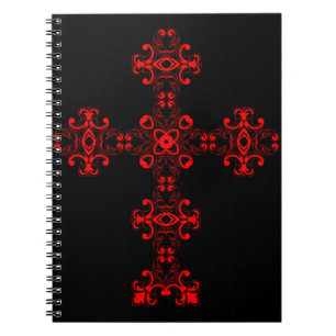 Caderno Espiral Cruz com ornamento vermelho