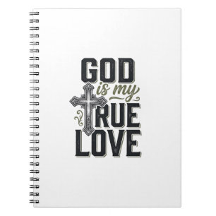 Caderno Espiral Cruz Cristã Deus É Meu Verdadeiro Amor Vetor