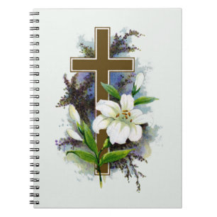Caderno Espiral Cruz Cristã Dourada