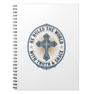 Caderno Espiral Cruz Cristã Ele Governa o Mundo