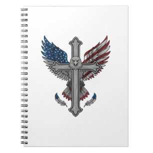 Caderno Espiral Cruz de Águia Patriótica Desenho Vetorial de Gravu