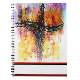 Caderno Espiral cruz grunge impressionista