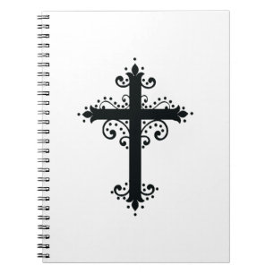 Caderno Espiral Cruz Religiosa com um ornamento