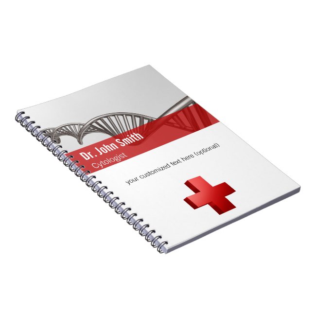 Caderno Espiral Cruzada de Fita de DNA da Ciência Médica Profissio (Lado Direito)