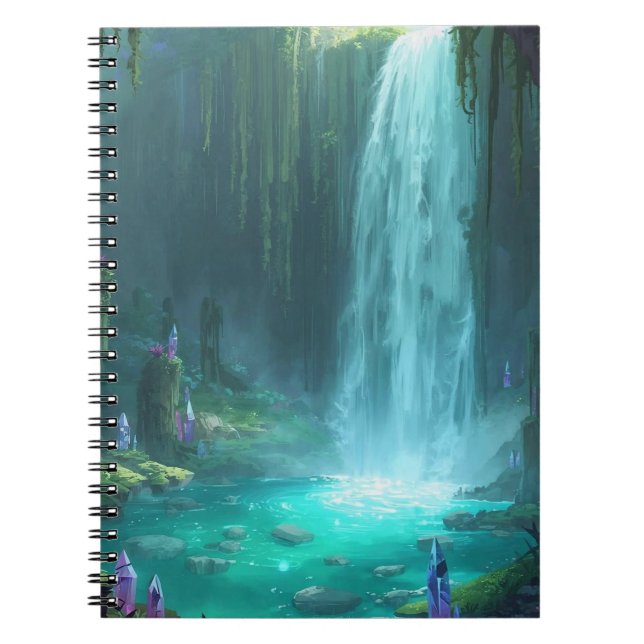 Caderno Espiral Crystal Falls of the Hidden Realm (Frente)