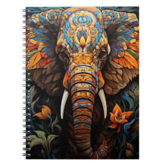 Caderno Espiral Cuaderno Animales En Arte Vitral Elefante